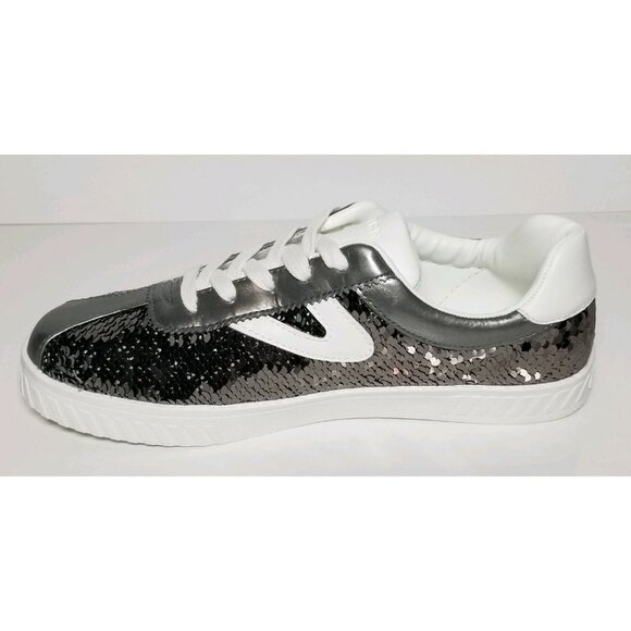 TRETORN CAMDEN SEQUIN CHILD SIZE 13 & 5   WHITE / GRAPHITE NEW / BOX - Picture 3 of 12